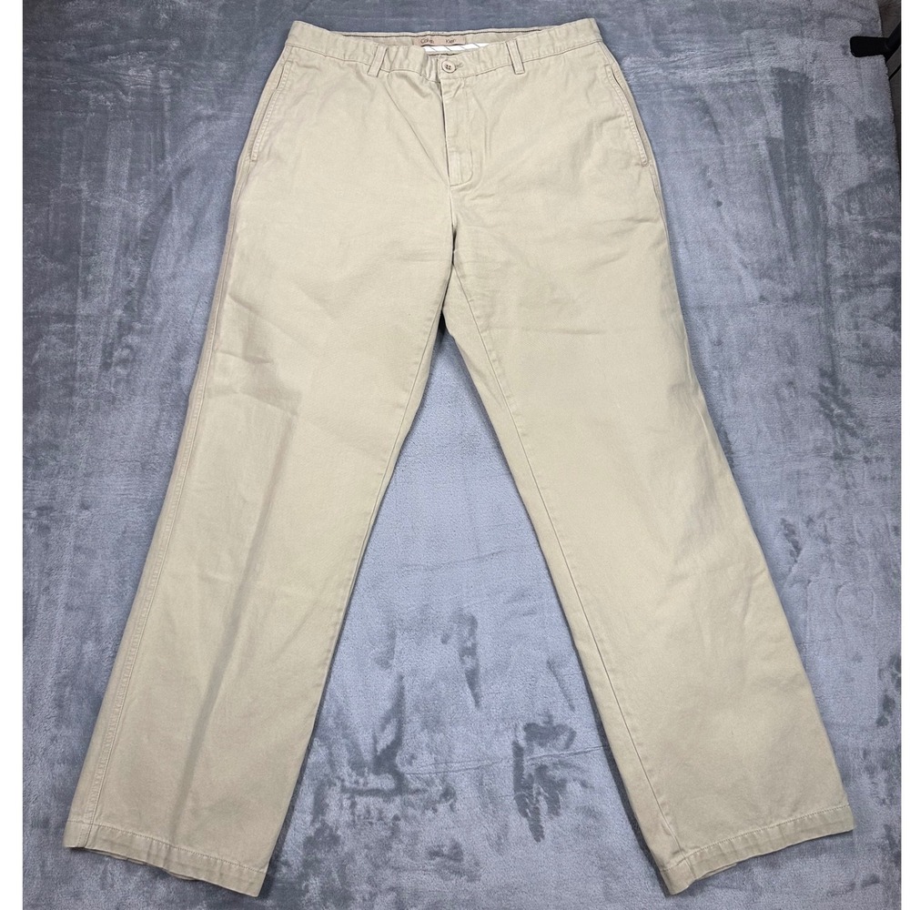Calvin Klein Mens Super Sandwash Twill Chino Pants Khaki Tan 34x32 Cotton